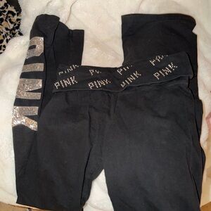 Black PINK Leggings with Silver Accents, In Great Condition!